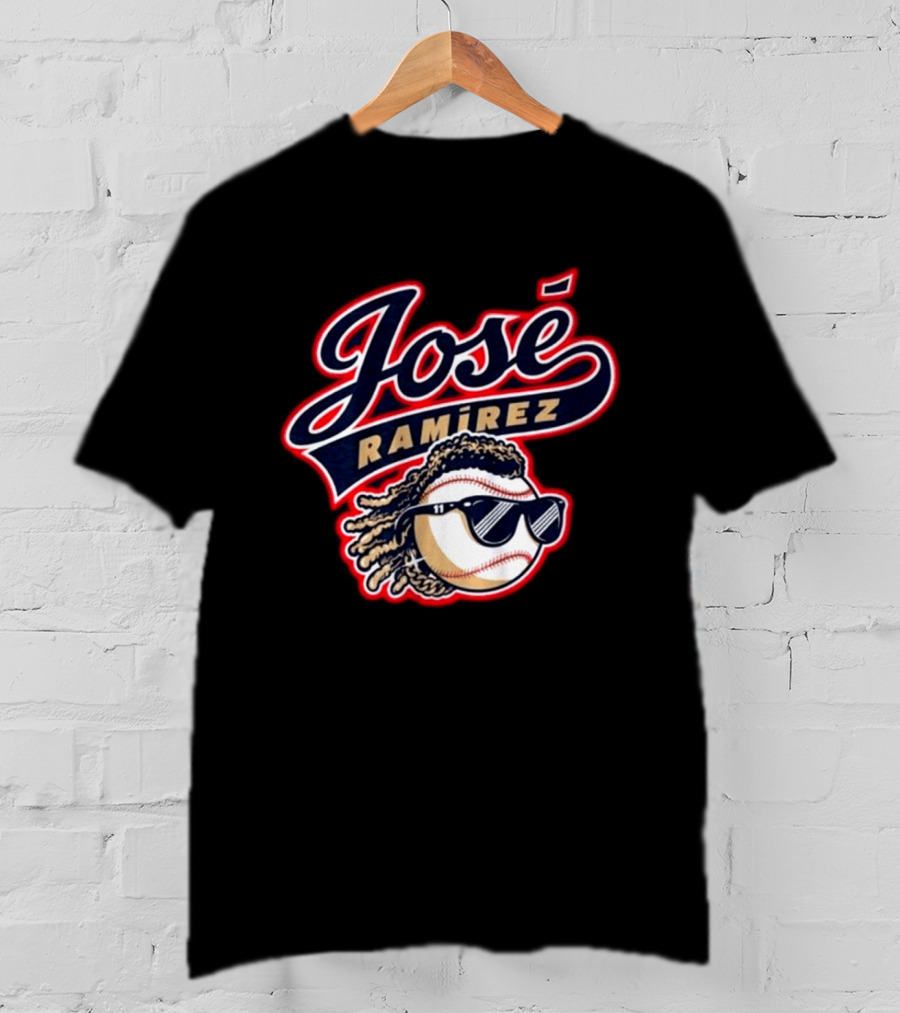 Jose Ramirez Cleveland Guardians Baseball Dreads Sunglasses T-Shirt