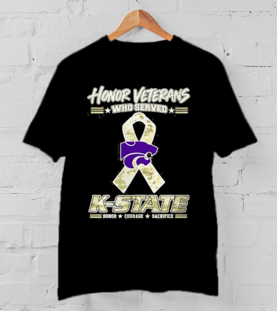 Kansas State Wildcats Honor Veterans Day Camo Ribbon T-Shirt