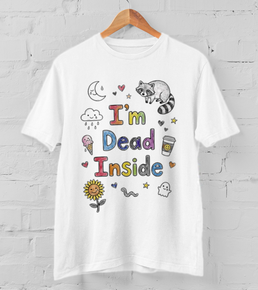 I'm Dead Inside Cute Cat Coffee Ghost Sunflower Emoji T-Shirt