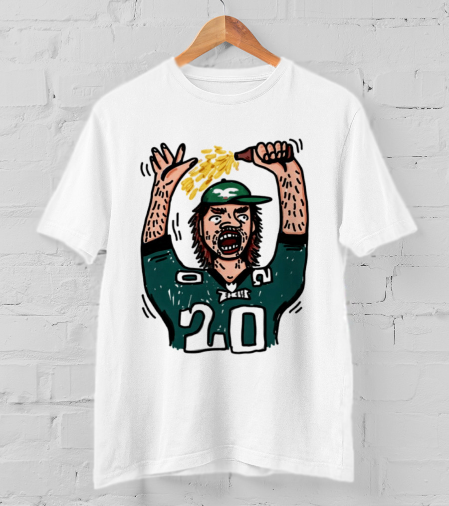 Philadelphia Eagles Angry Philly Fan With Cheesesteak And 20 Jersey T-Shirt