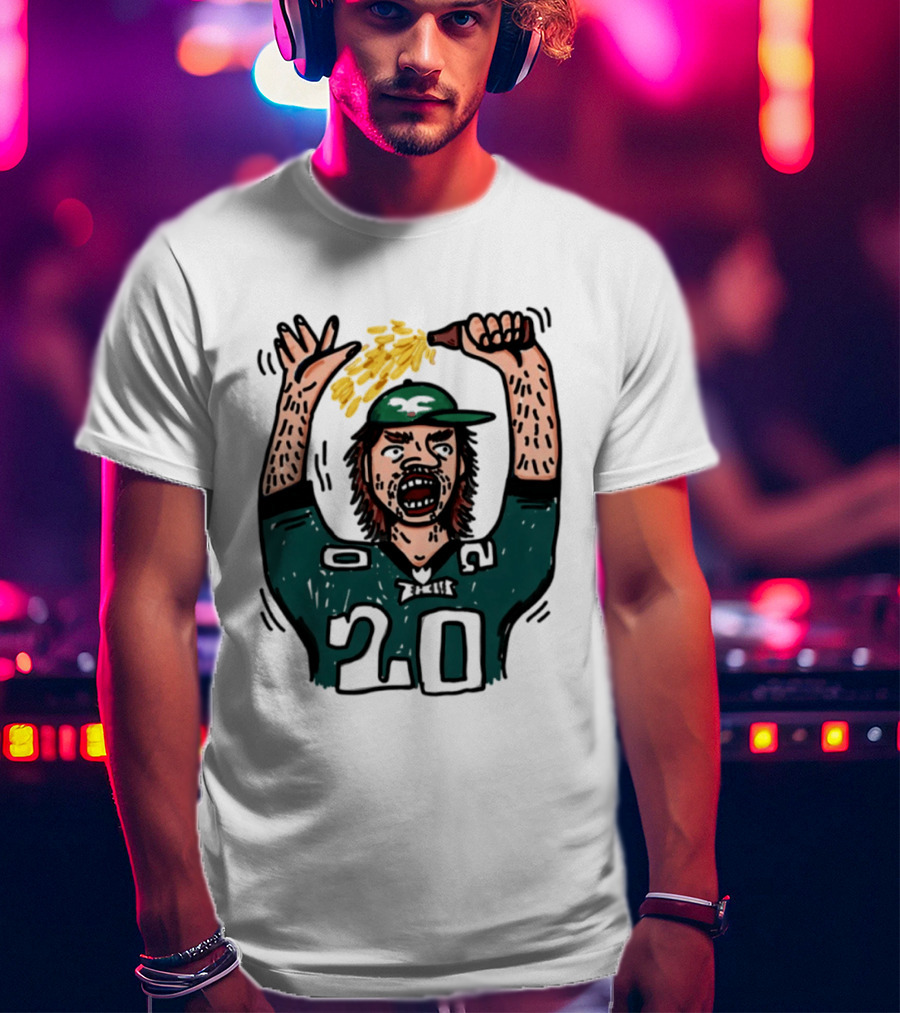 Philadelphia Eagles Angry Philly Fan With Cheesesteak And 20 Jersey T-Shirt