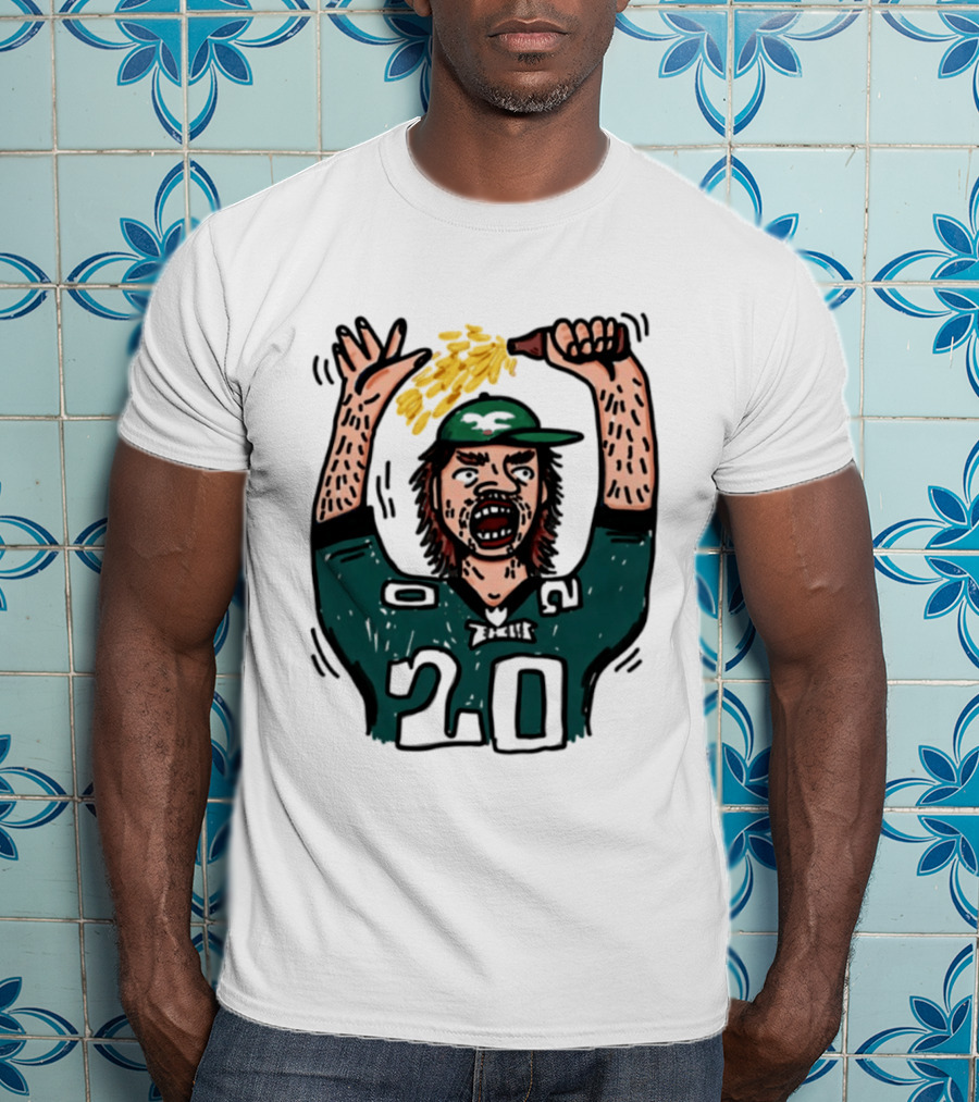 Philadelphia Eagles Angry Philly Fan With Cheesesteak And 20 Jersey T-Shirt
