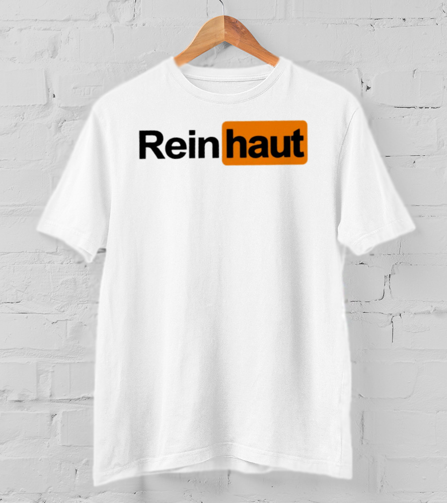 Reinhaut Bold Black And Orange Text Logo Fashion T-Shirt