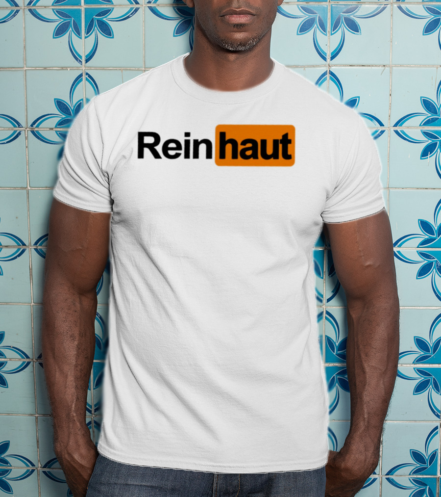 Reinhaut Bold Black And Orange Text Logo Fashion T-Shirt