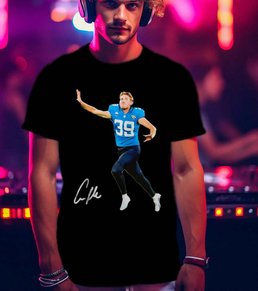 Cam Little Jacksonville Jaguars 39 Player Jumping Action T-Shirt