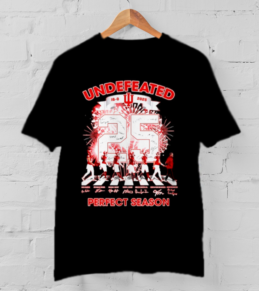 Indiana Hoosiers 2025 Undefeated 16 0 Perfect Season Signatures T-Shirt