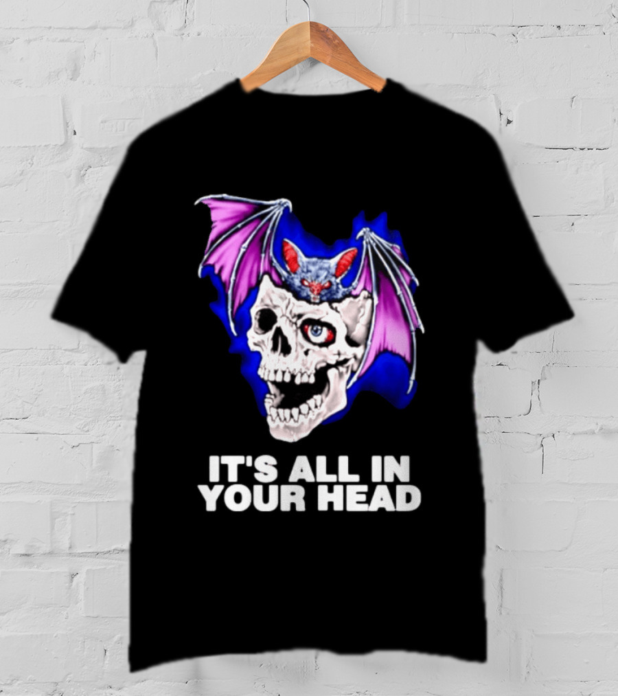It's All In Your Head Bat Skull Gothic Colorful Horror T-Shirt