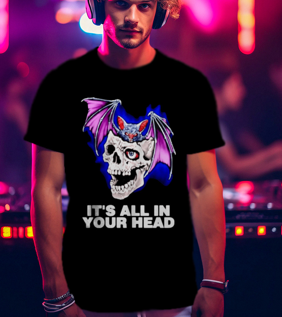 It's All In Your Head Bat Skull Gothic Colorful Horror T-Shirt