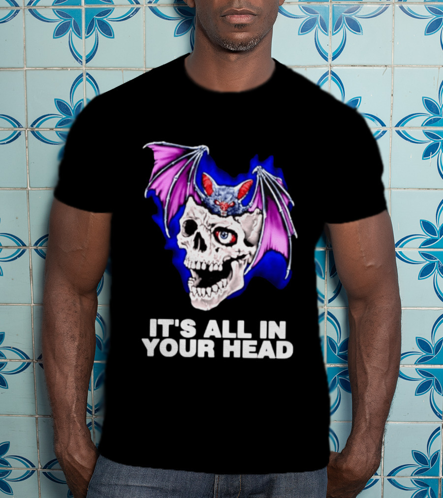 It's All In Your Head Bat Skull Gothic Colorful Horror T-Shirt