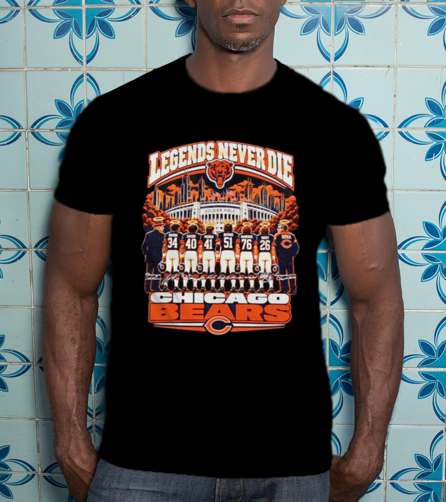 Legends Never Die Chicago Bears Soldier Field Walter Payton Sayers Singletary Ditka T-Shirt