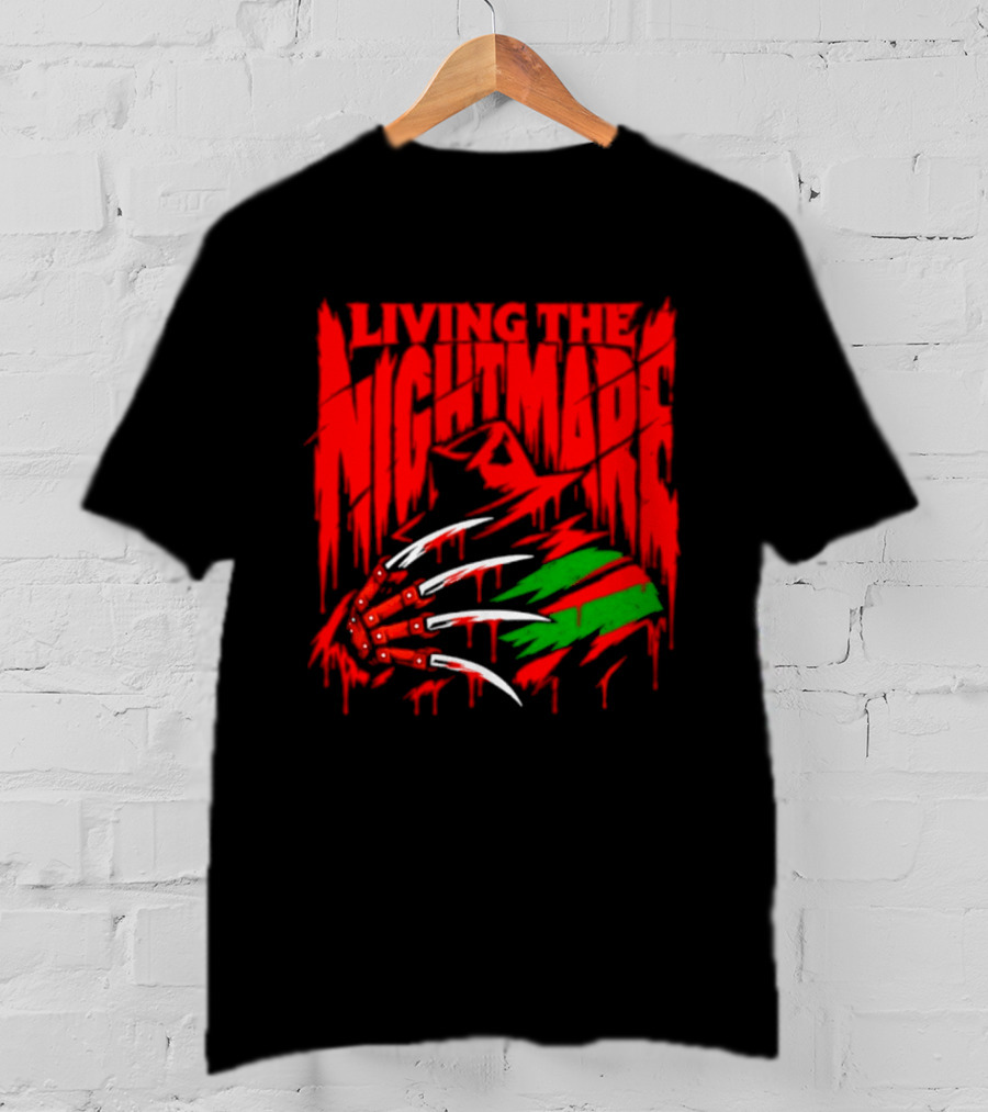 Living The Nightmare Freddy Krueger Halloween Claw Horror Movie T-Shirt