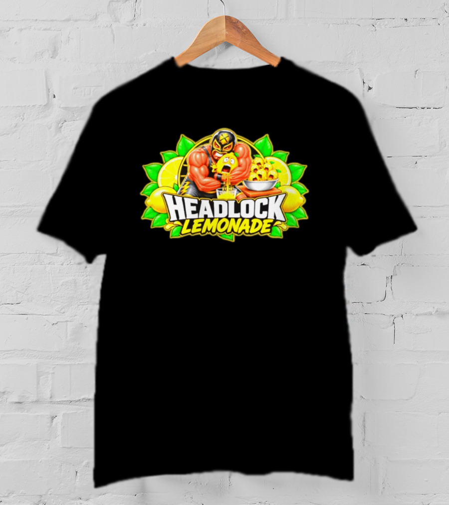 Headlock Lemonade Luchador Squeezing Lemons Cartoon T-Shirt