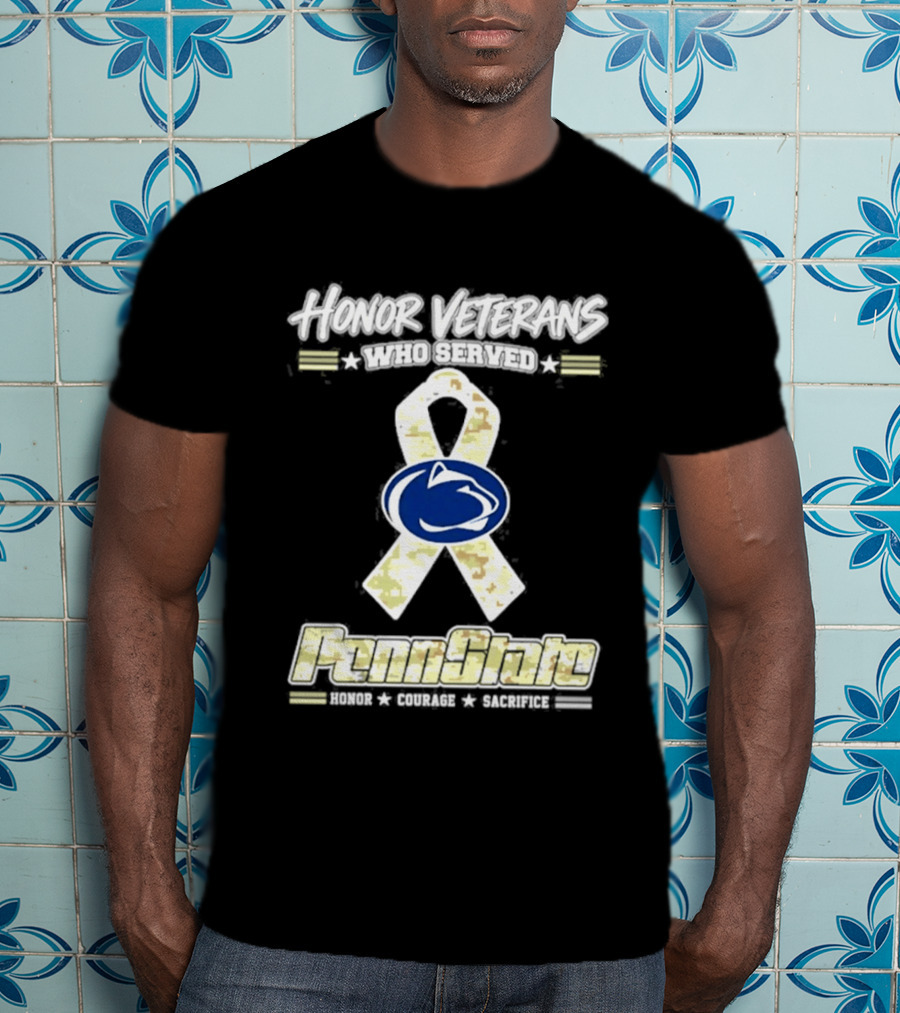 Penn State Nittany Lion Honor Veterans Military Camo Ribbon T-Shirt