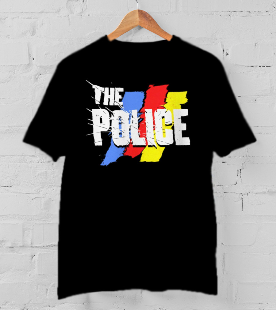 The Police Band Logo With Colorful Stripes T-Shirt