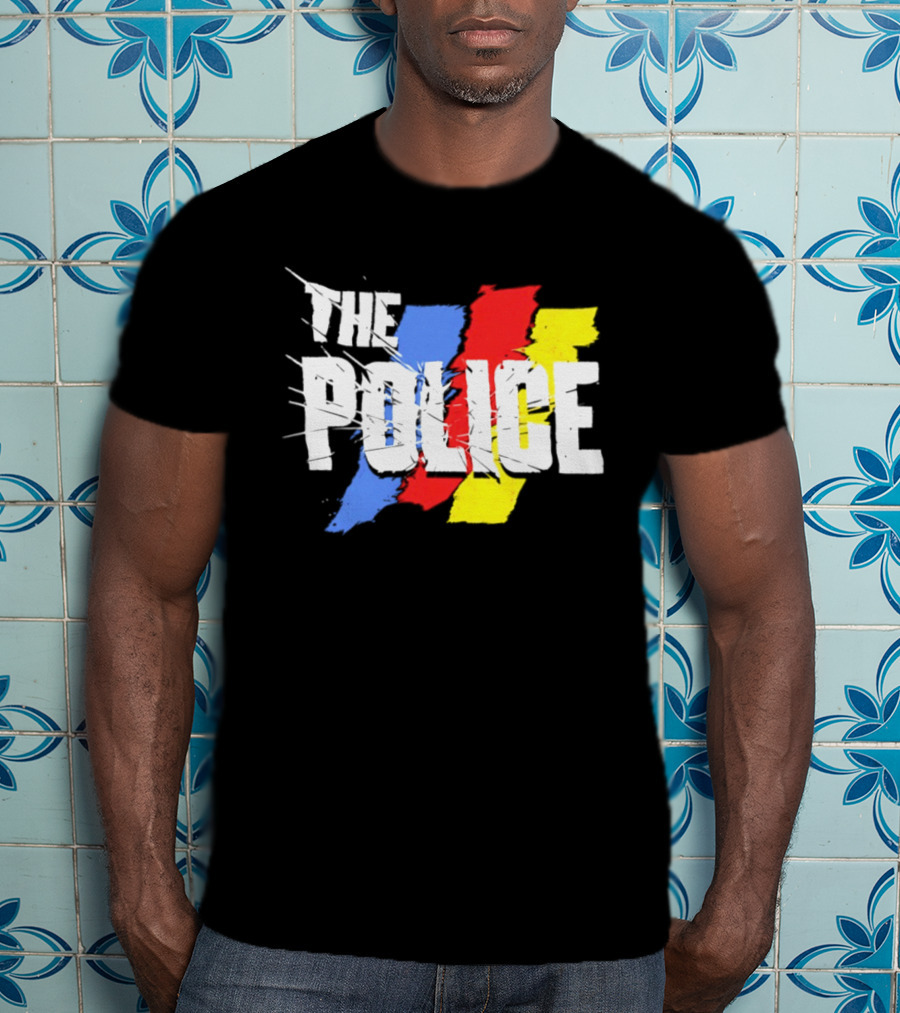 The Police Band Logo With Colorful Stripes T-Shirt