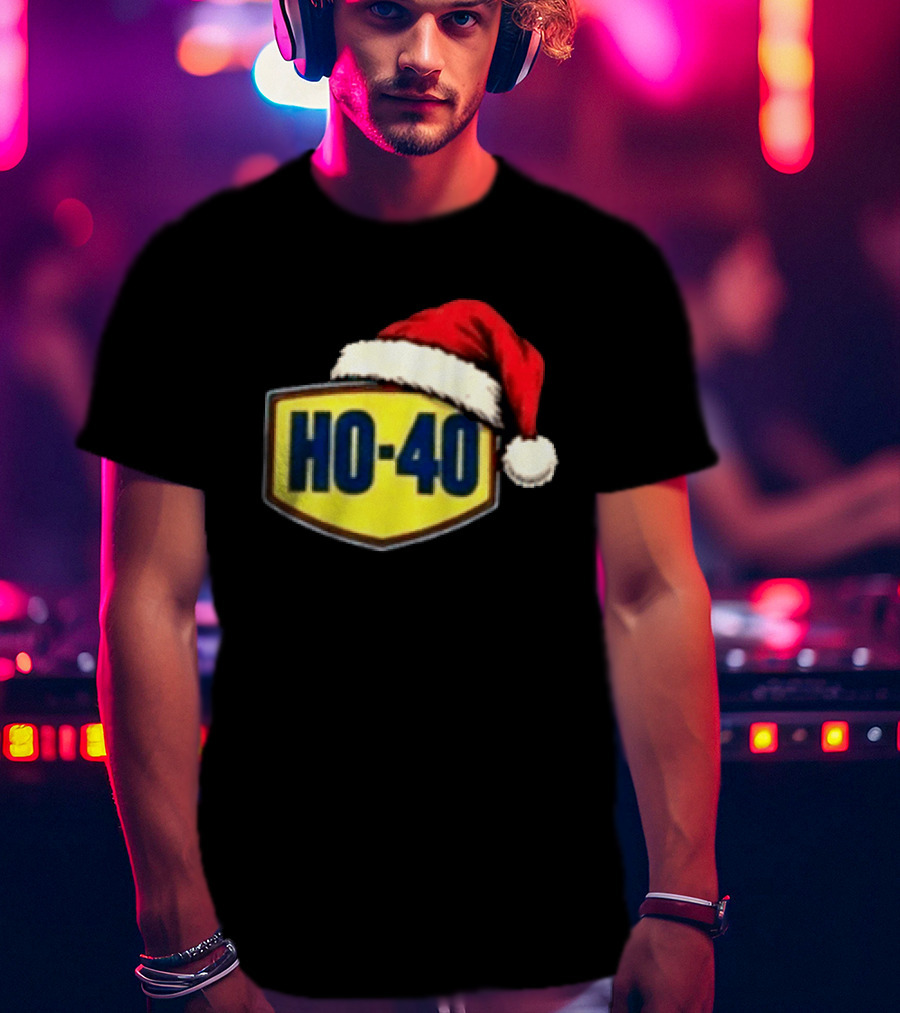 HO 40 Santa Hat Christmas Humor For Mechanic Enthusiasts T-Shirt