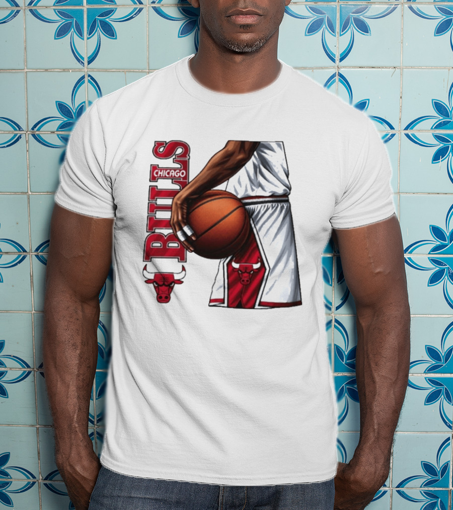 Chicago Bulls Basketball Team Player Holding Ball Iconic Sports Uniform T-Shirt