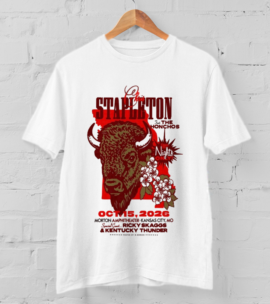 Chris Stapleton Kansas City MO Morton Amphitheater Oct 15 2026 Featuring The Honchos And Ricky Skaggs Kentucky Thunder T-Shirt