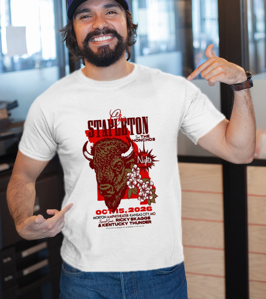 Chris Stapleton Kansas City MO Morton Amphitheater Oct 15 2026 Featuring The Honchos And Ricky Skaggs Kentucky Thunder T-Shirt