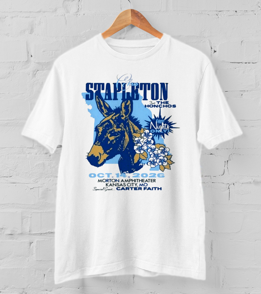Chris Stapleton With The Honchos Kansas City MO October 14 2026 Morton Amphitheater Special Guest Carter Faith T-Shirt