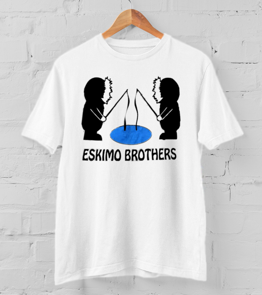 Eskimo Brothers Ice Fishing Duo With Hole And Rods T-Shirt