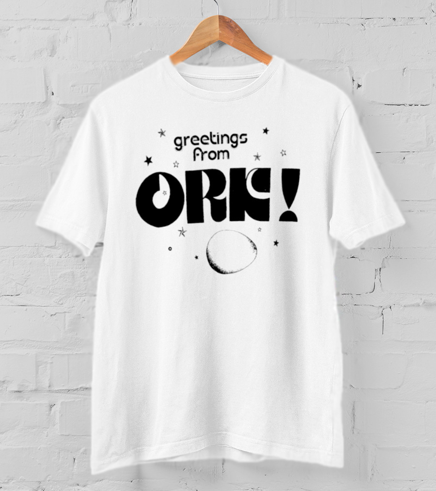 Greetings From Ork Vintage Retro Bold Sci Fi Moon Stars T-Shirt