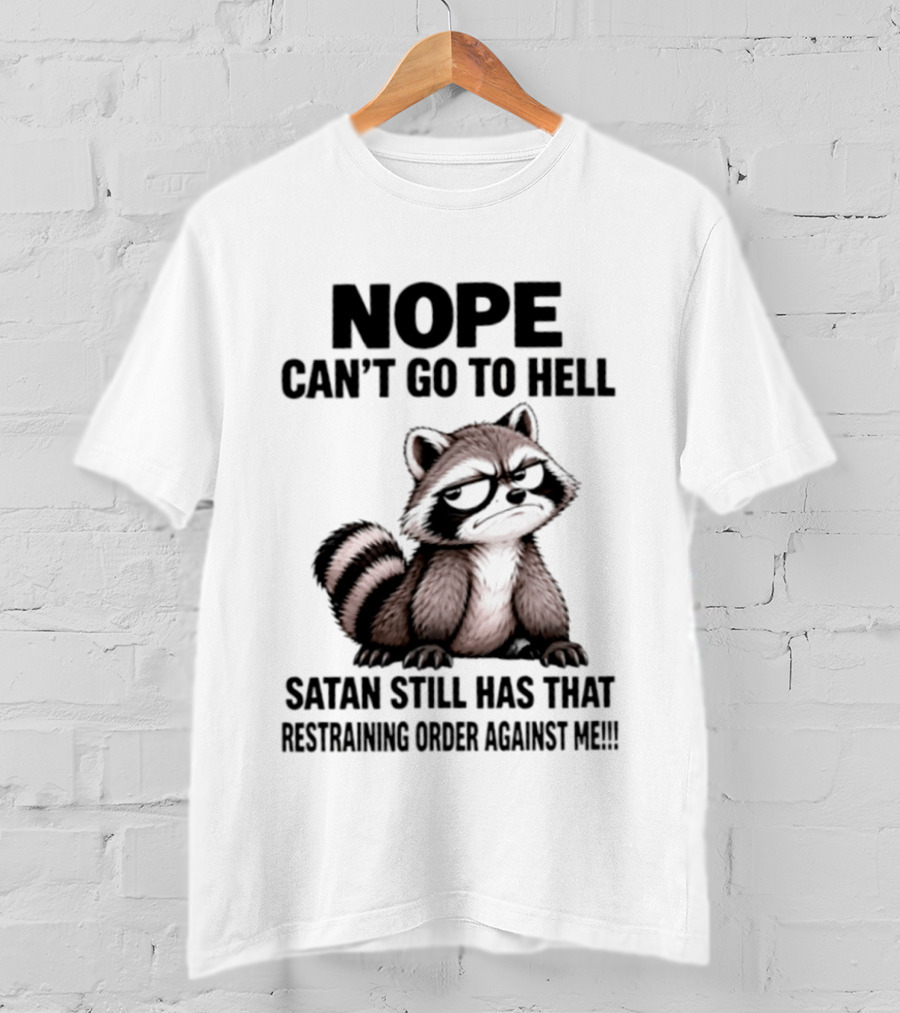 Nope Can't Go To Hell Raccoon Restraining Order Against Me T-Shirt