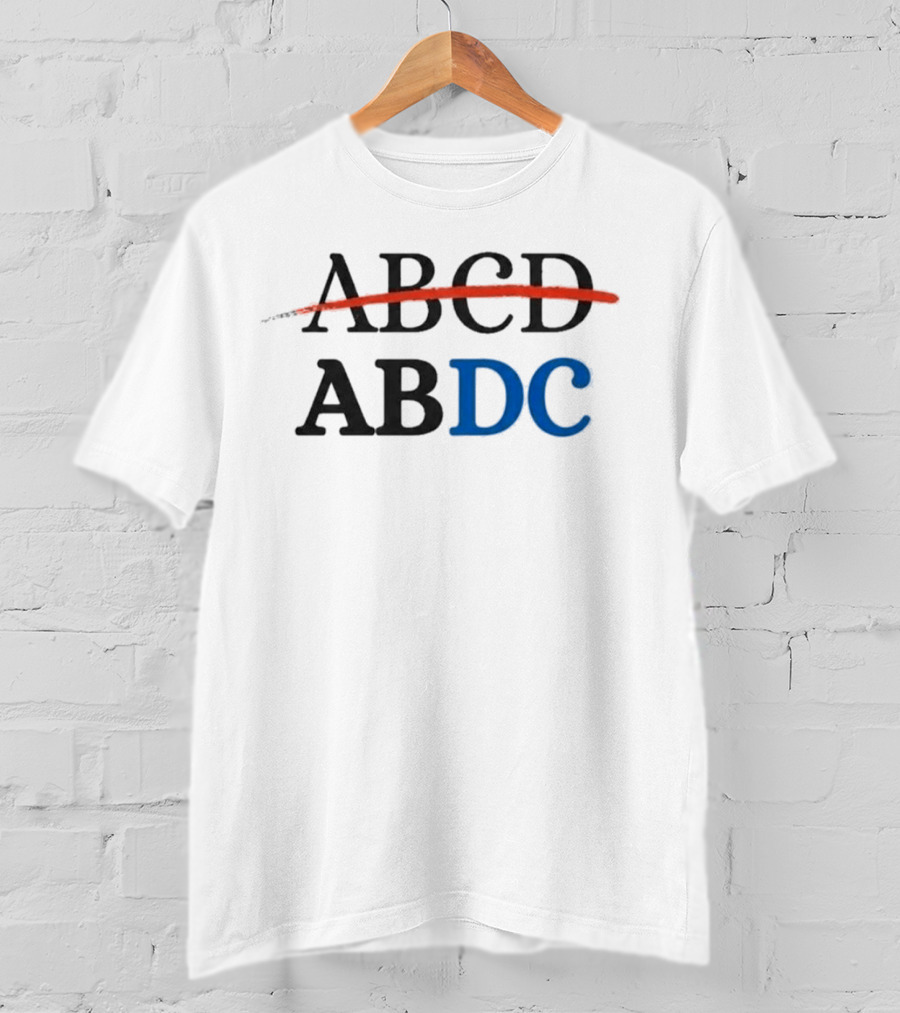 Rajesh Sharma Gulati ABCD Strikethrough ABDC Alphabet Correction T-Shirt