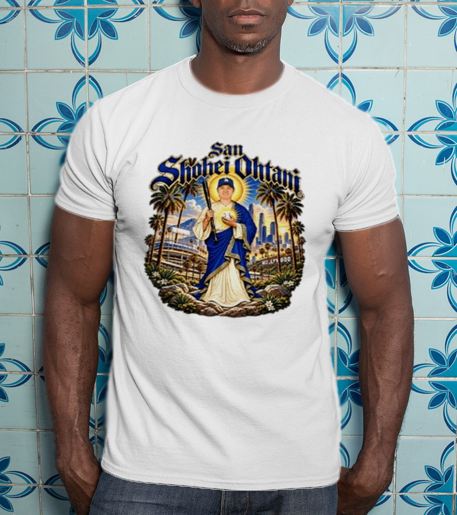 San Shohei Ohtani Los Angeles Baseball Holy Wood Stadium Cityscape T-Shirt