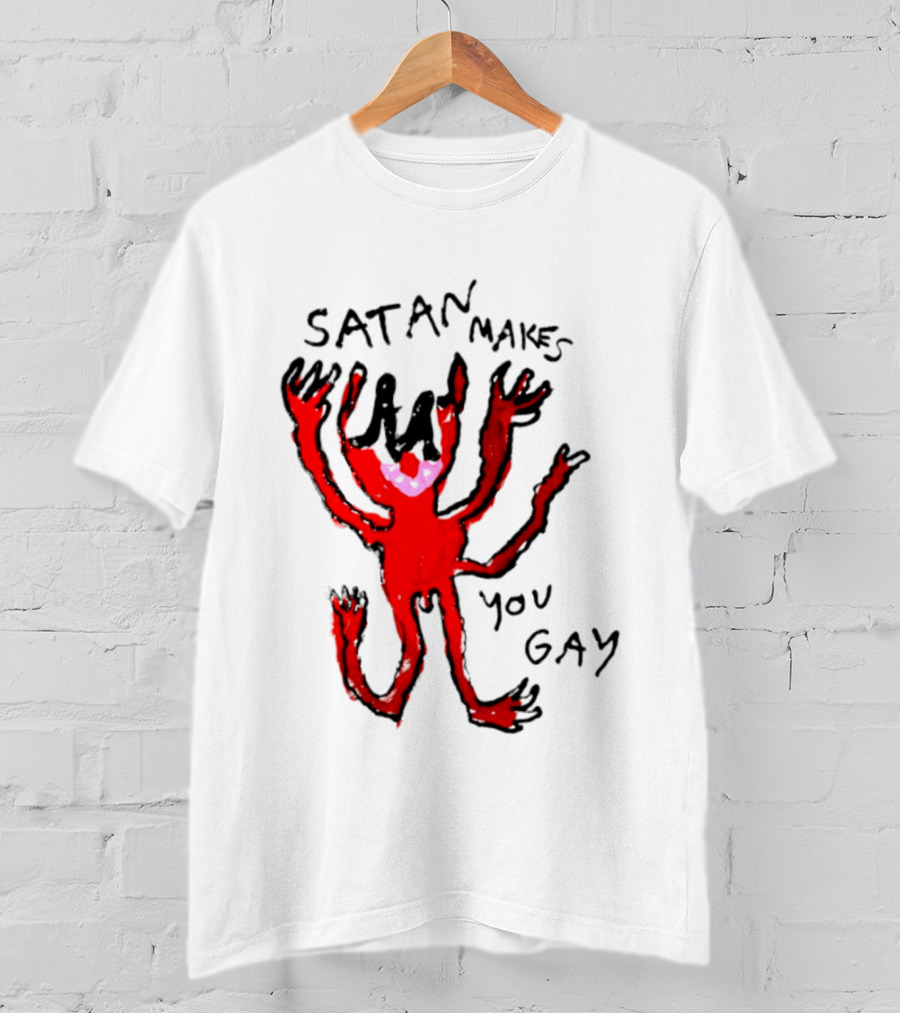 Satan Makes You Gay Devil Six Armed Creature T-Shirt
