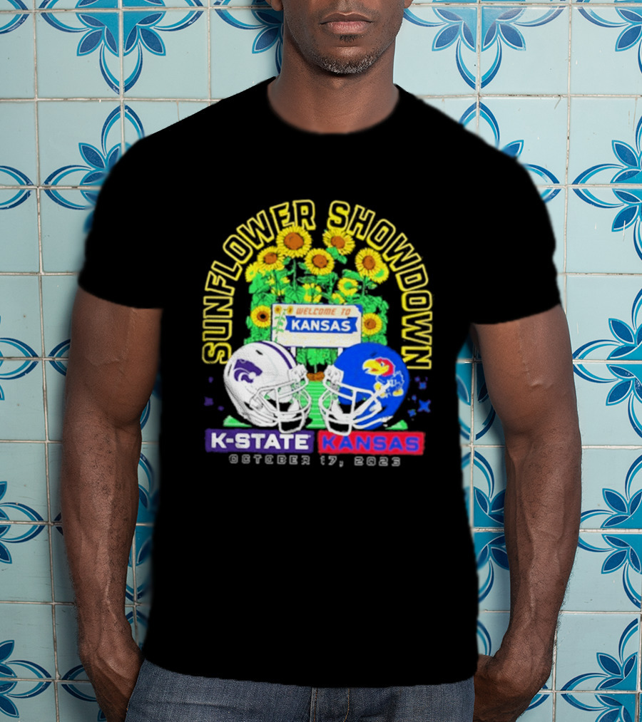 Sunflower Showdown K State Wildcats Vs Kansas Jayhawks October 17 2026 Welcome To Kansas Rivalry T-Shirt