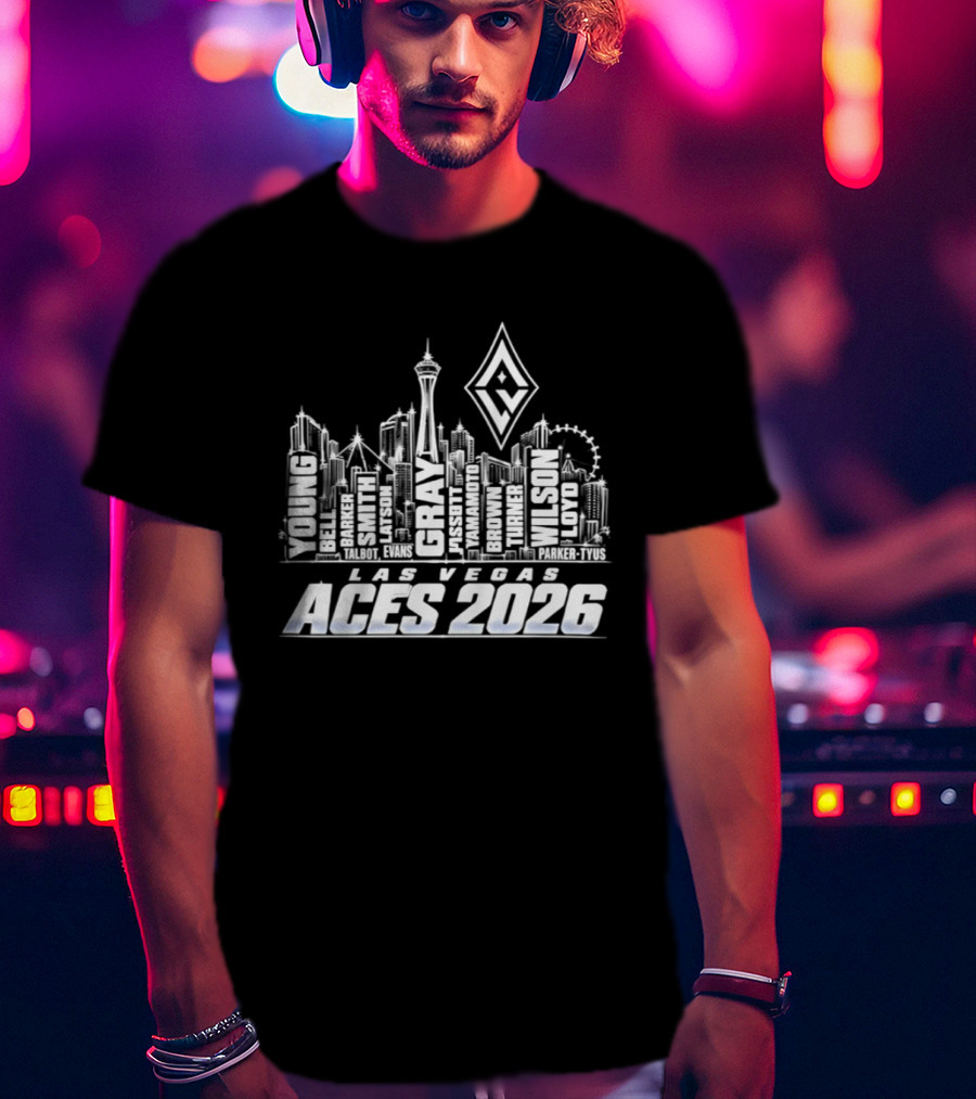 Las Vegas Aces 2026 City Skyline With Iconic Landmarks T-Shirt