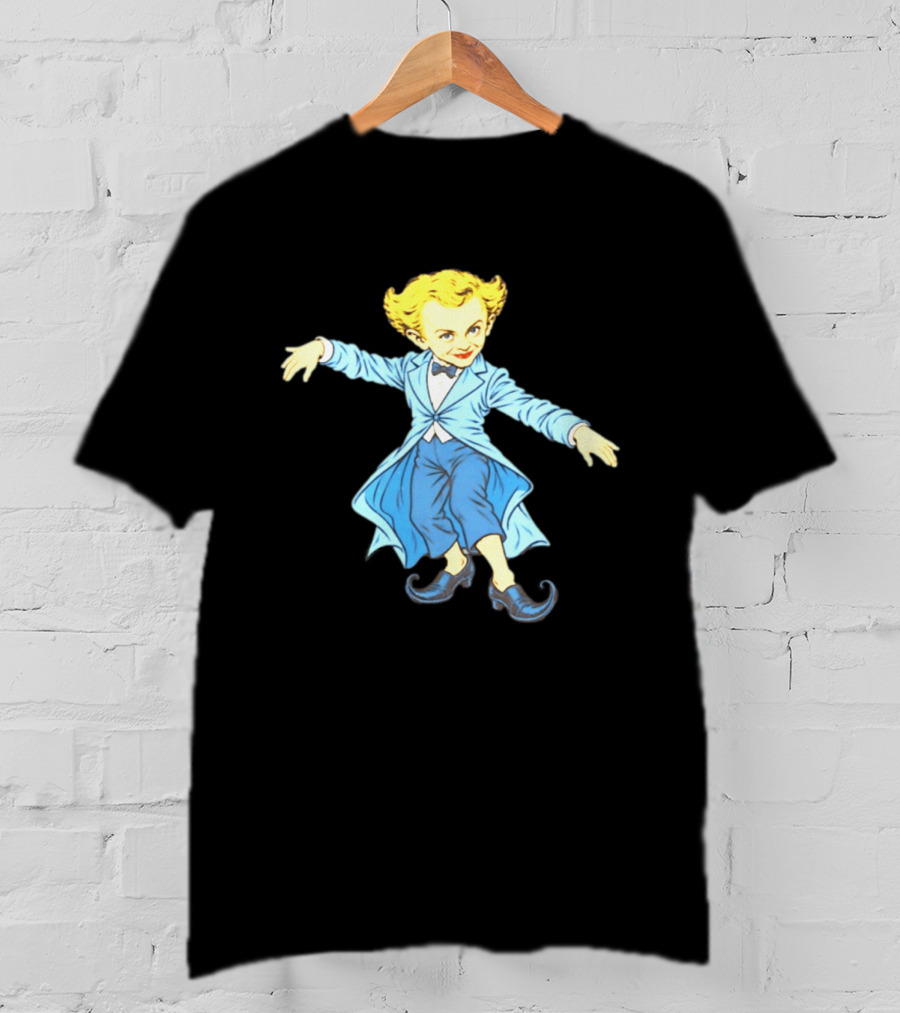 Rumpelstiltskin Tip Toe Cartoon Character In Blue Suit And Black Shoes T-Shirt