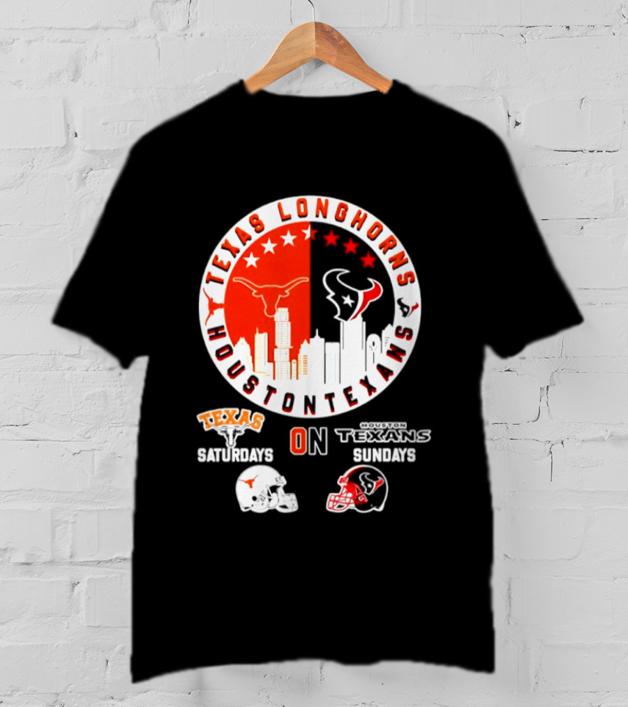 Texas Longhorns Houston Texans Saturdays Sundays Football Helmet T-Shirt
