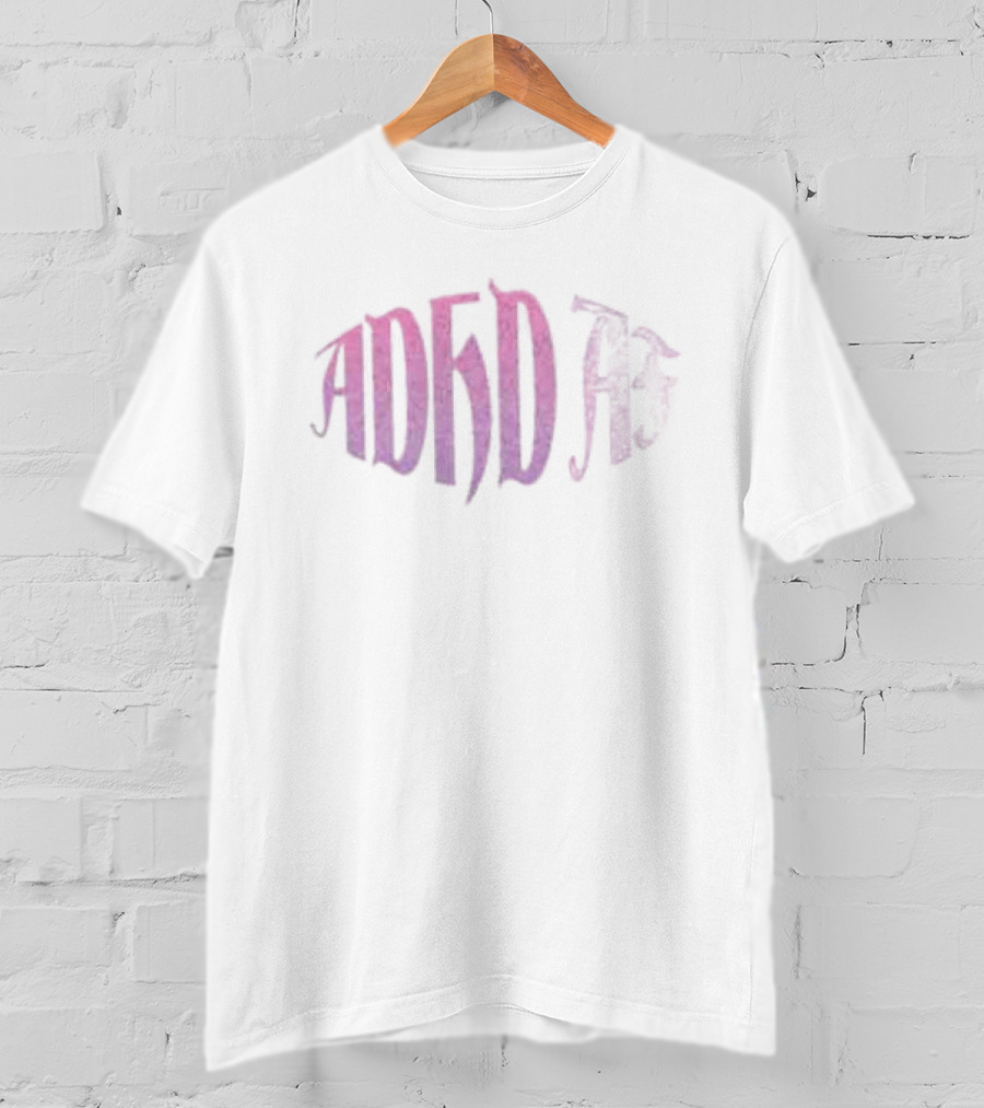 Paris Hilton ADHD AF Pink Cursive Text With Glitter Effect T-Shirt