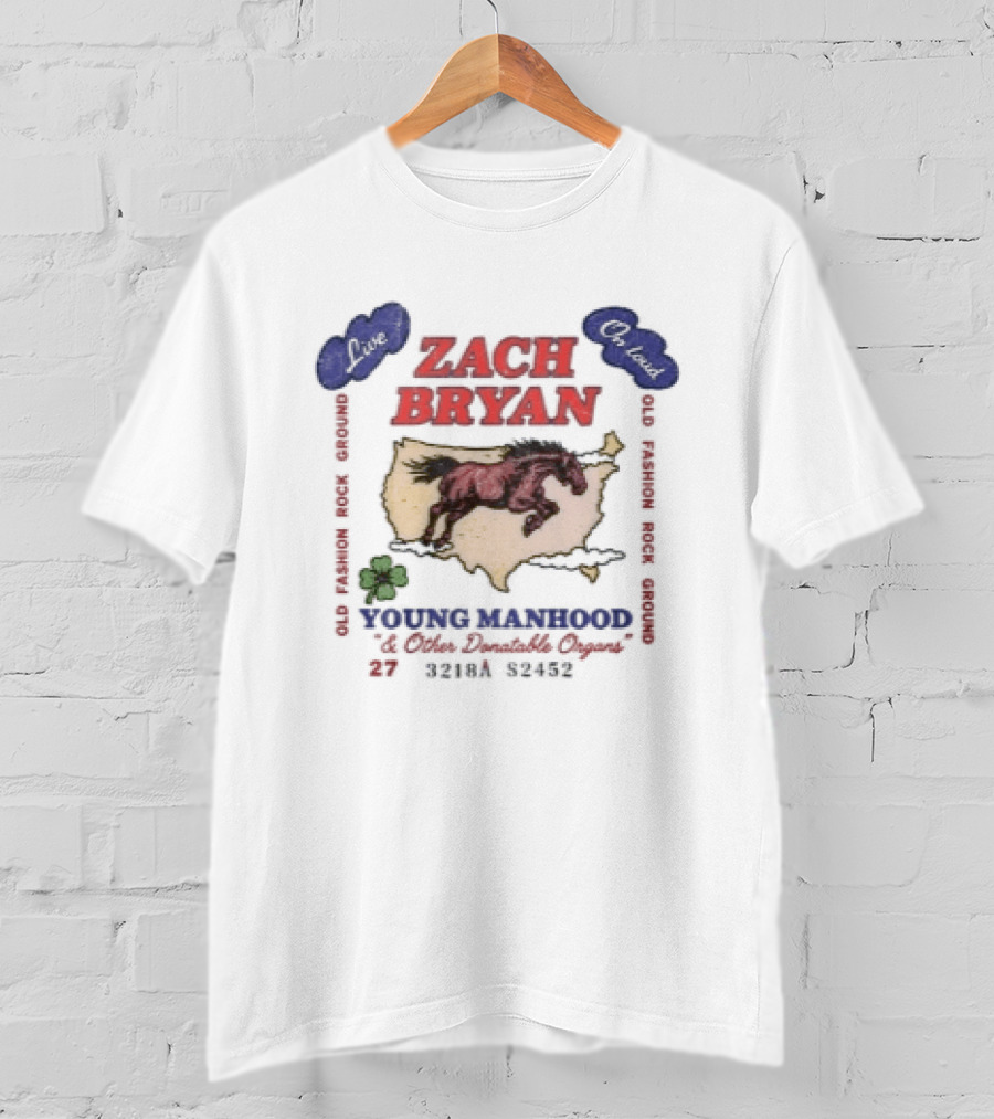 Zach Bryan Young Manhood Tour 2023 USA Map And Horses T-Shirt