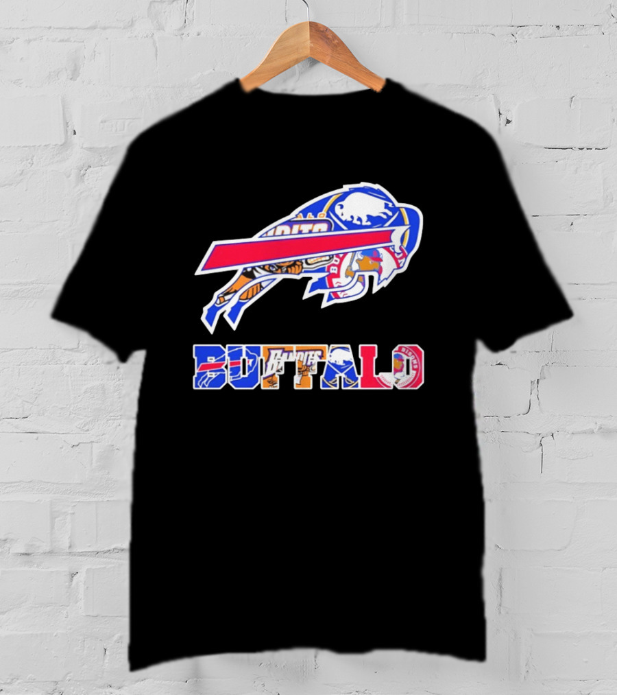 Buffalo Sabres Bandits Bisons Sports Team Logo Collage T-Shirt
