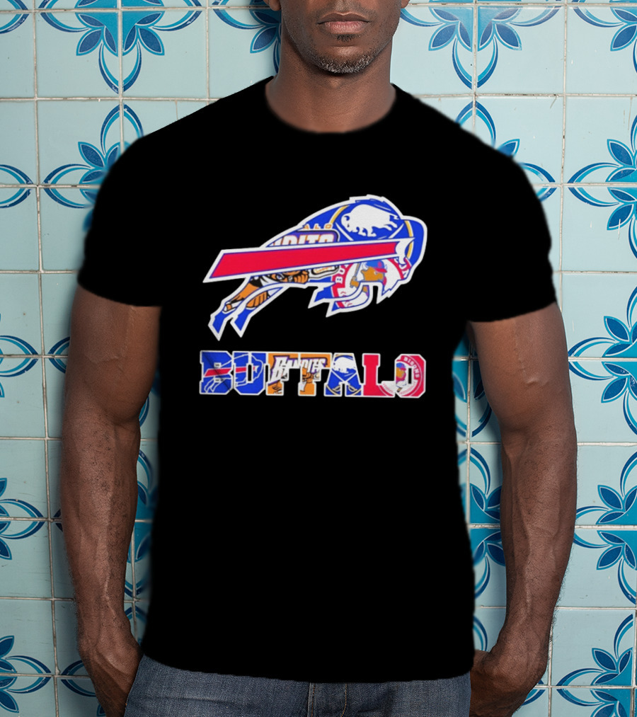 Buffalo Sabres Bandits Bisons Sports Team Logo Collage T-Shirt