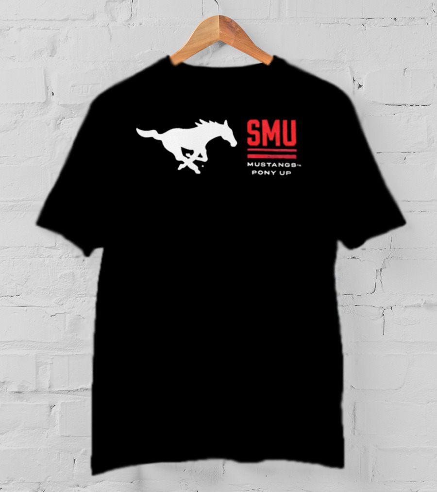 SMU Mustangs Pony Up Coach Rhett Lashlee Running Horse T-Shirt