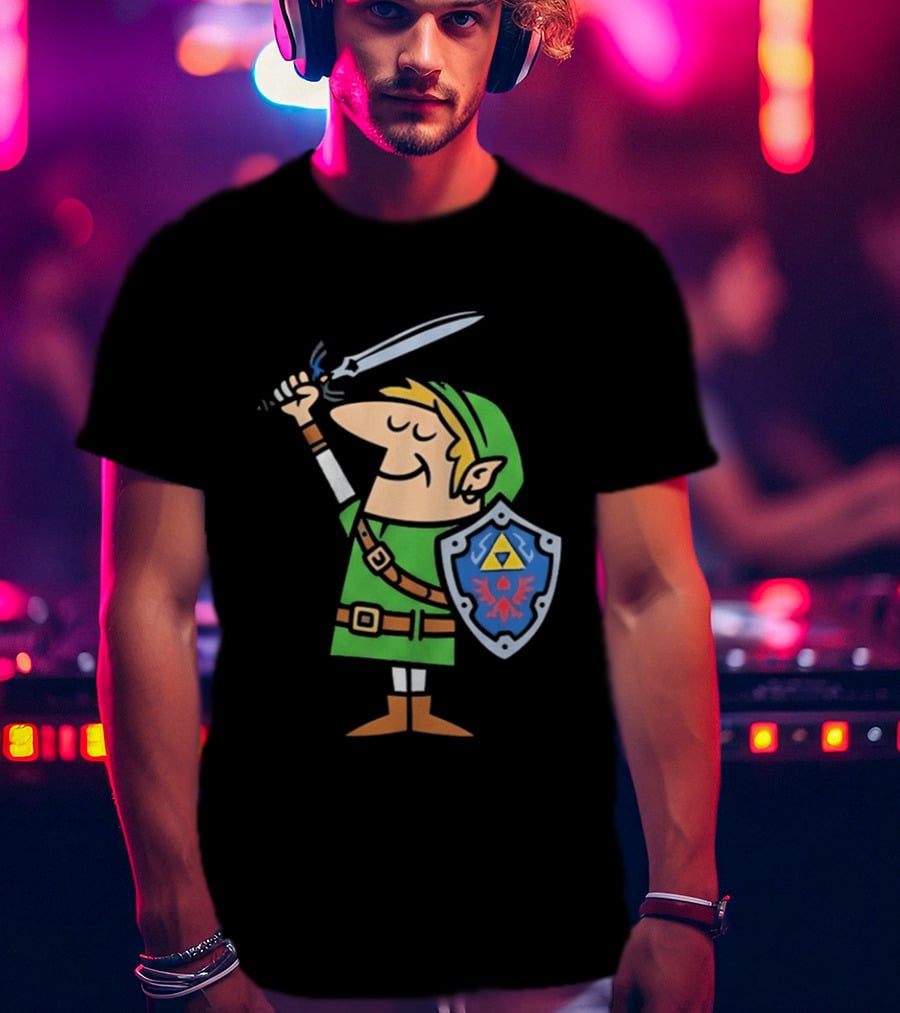 Little Caesars Link Green Zelda Shield Sword T-Shirt