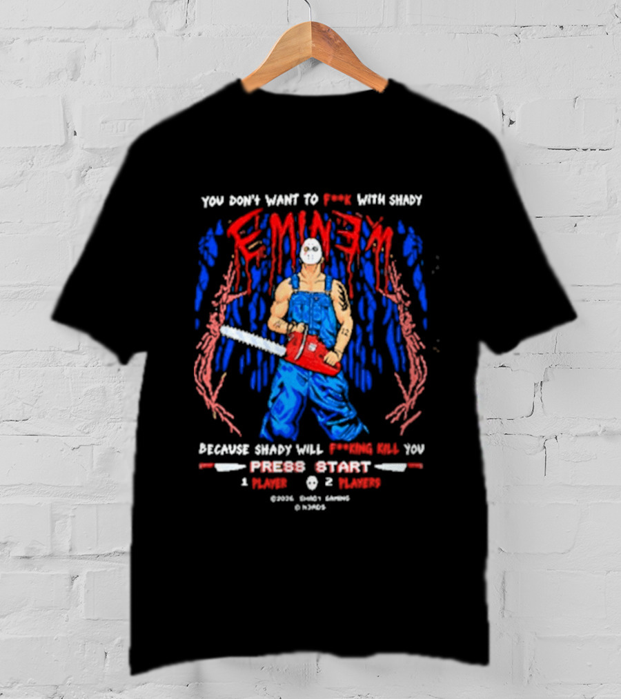 Eminem Chainsaw Gaming Press Start Nerds Collaboration T-Shirt