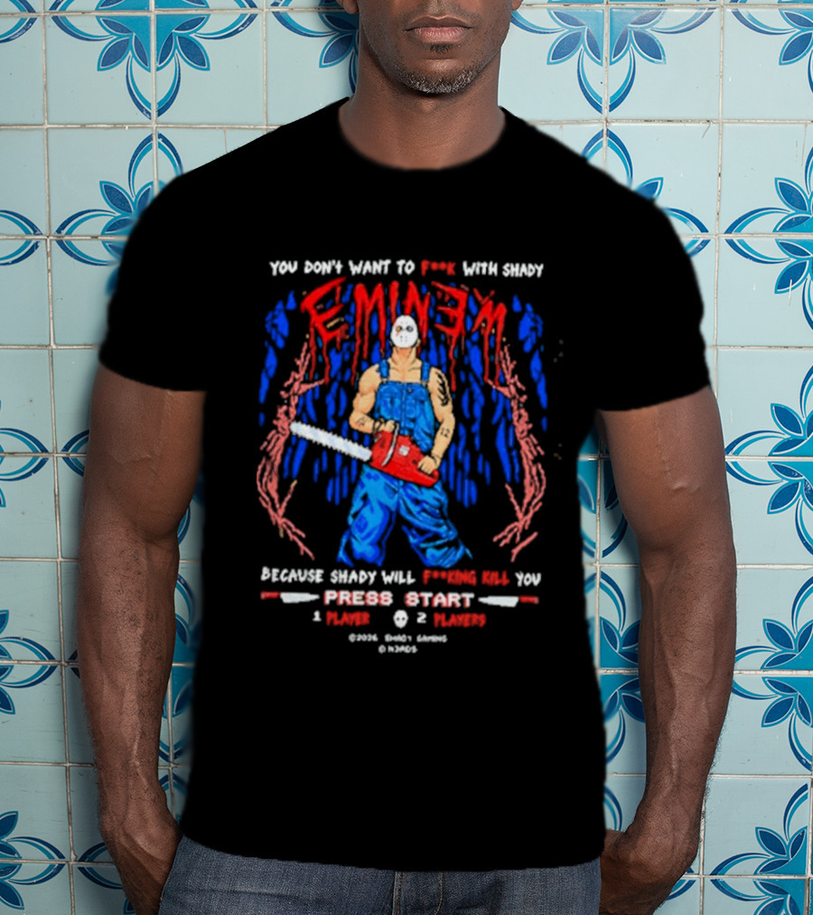 Eminem Chainsaw Gaming Press Start Nerds Collaboration T-Shirt