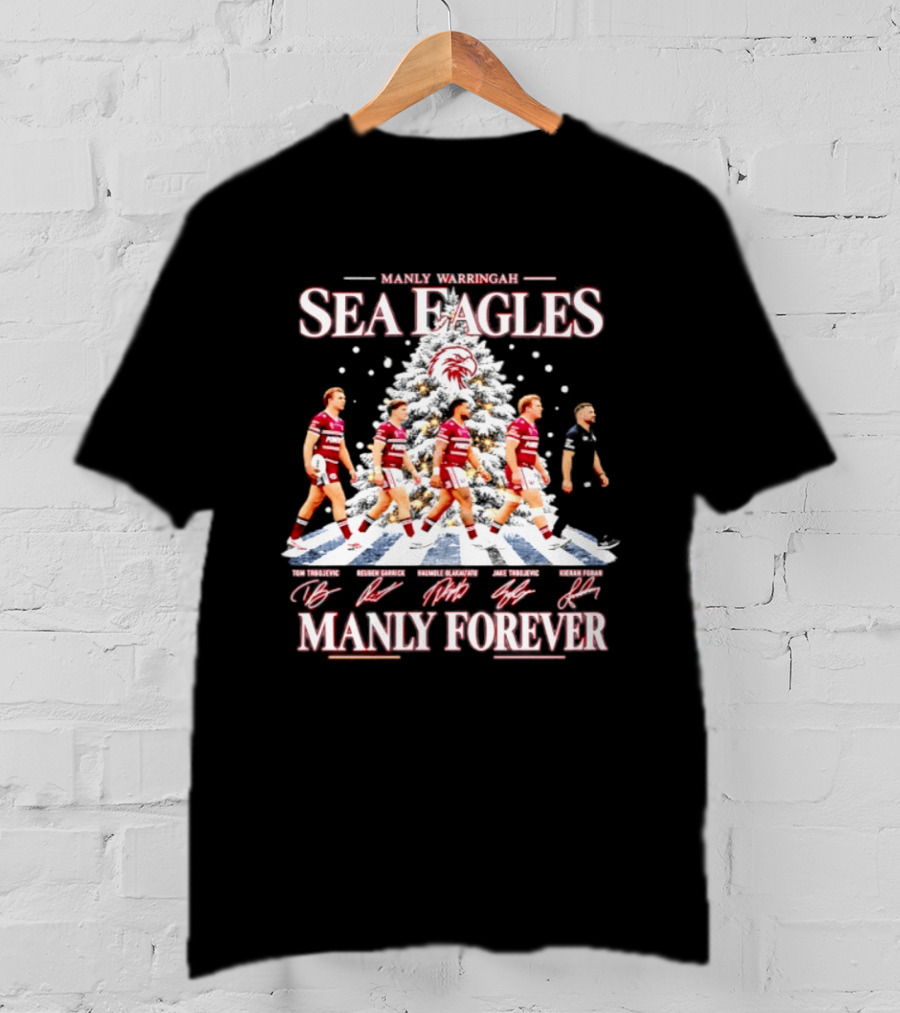 Manly Warringah Sea Eagles Manly Forever Christmas 2026 Players Signatures T-Shirt