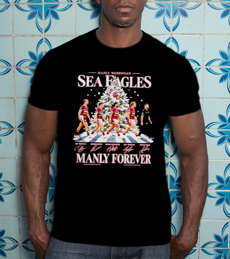 Manly Warringah Sea Eagles Manly Forever Christmas 2026 Players Signatures T-Shirt