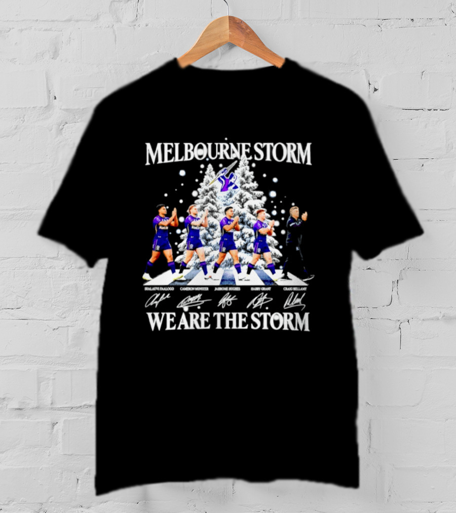 Melbourne Storm NRL 2026 Christmas Players Signatures We Are The Storm T-Shirt
