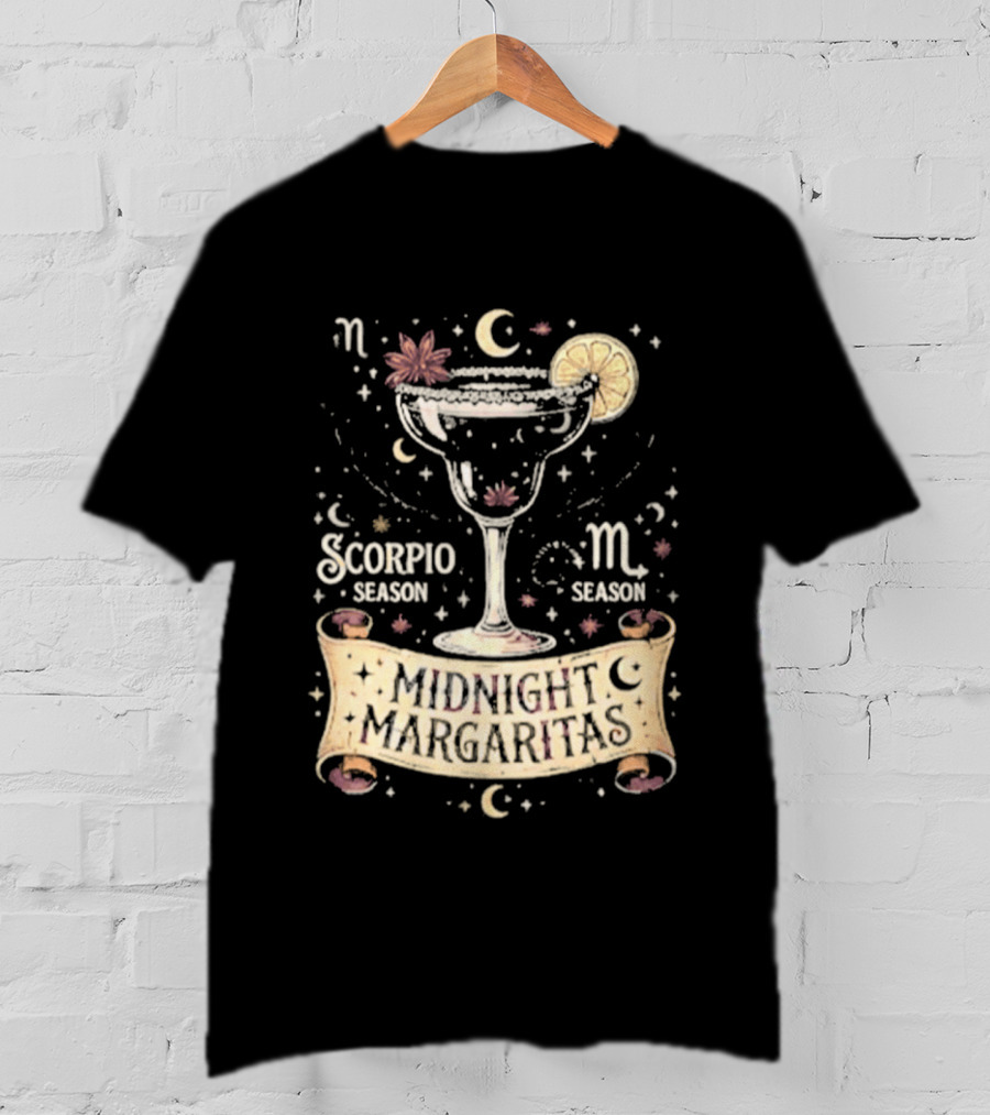 Midnight Margaritas Scorpio Season Zodiac Cocktail Aesthetic T-Shirt