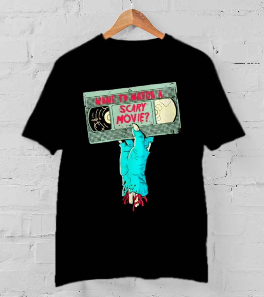Want To A Scary Movie VHS Horror Hand T-Shirt