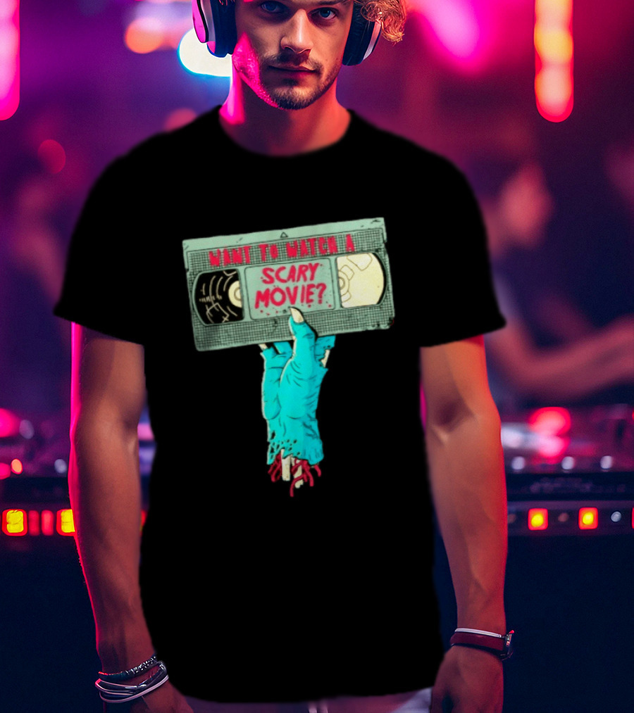 Want To A Scary Movie VHS Horror Hand T-Shirt