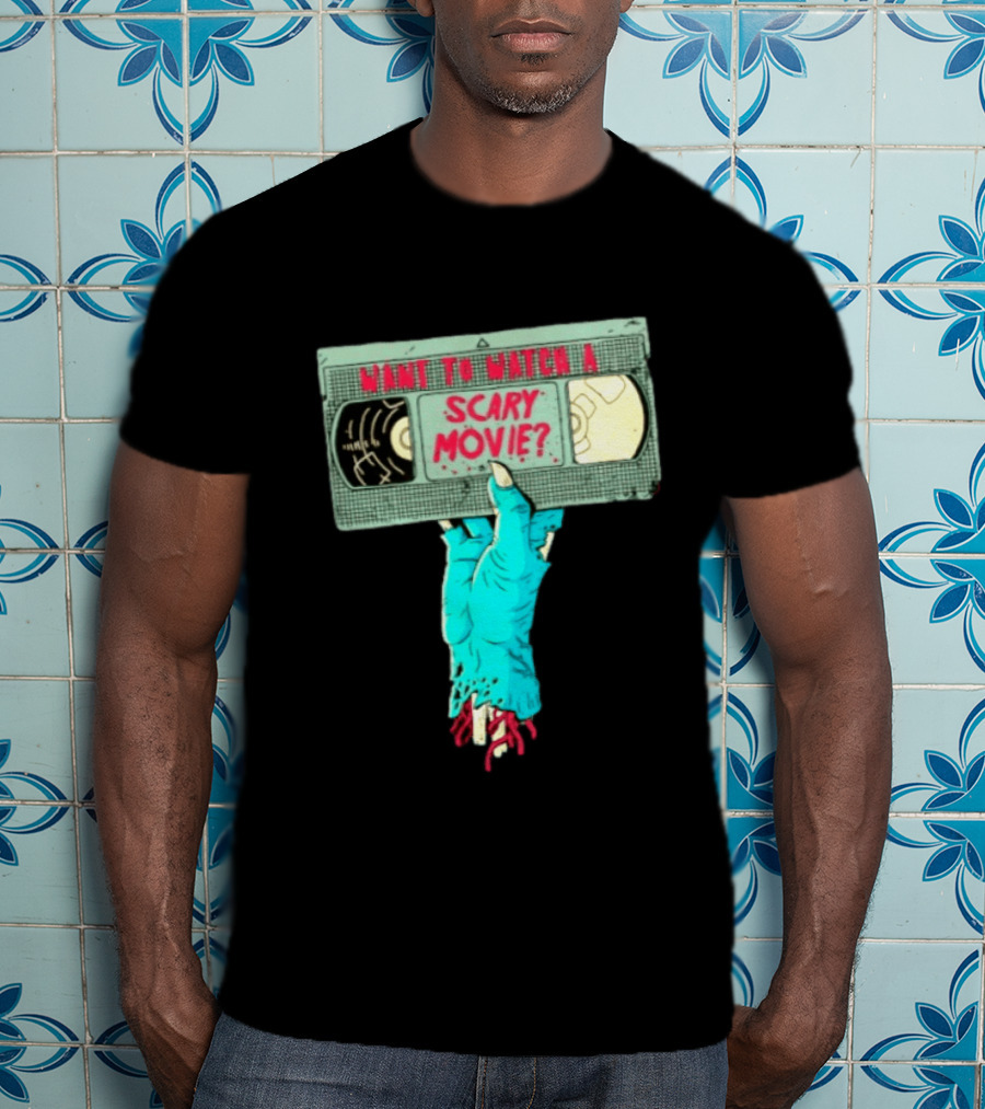 Want To A Scary Movie VHS Horror Hand T-Shirt