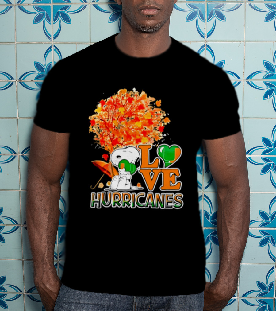 Snoopy X Miami Hurricanes NCAA Football Love Thanksgiving 2026 Autumn Tree T-Shirt